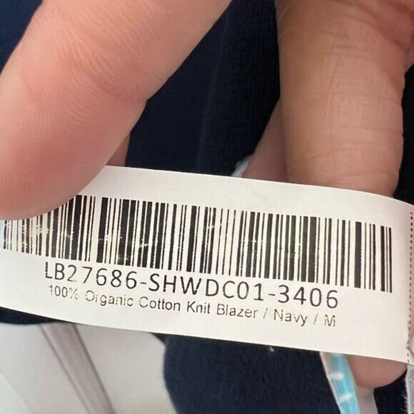 Quince Navy 100% Organic Cotton Knit Open Front Blazer Size Medium - Picture 11 of 11